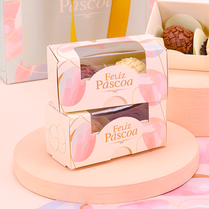 クラスター CLUSTER BOX 2 DU特典 Caixa para 2 Doces com Visor Celebrar (10 unidades)